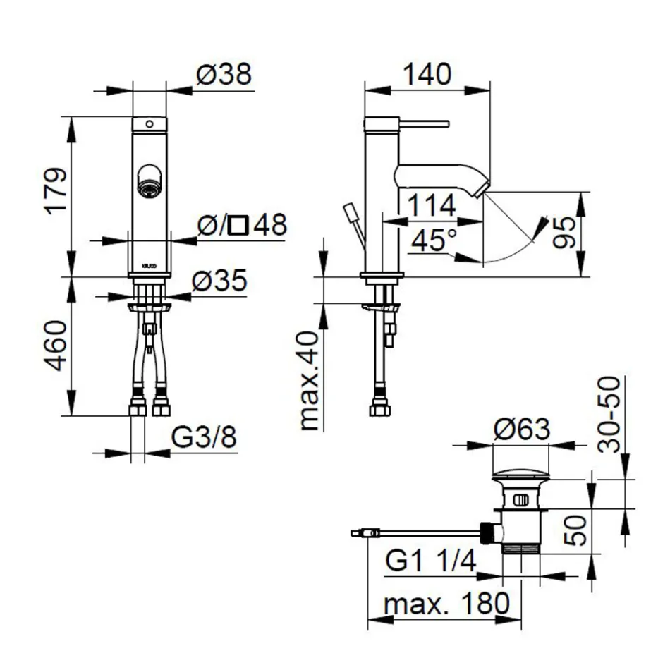 Mitigeur Lavabo Monocommande Laiton Design Rond - Antilio Viadurini