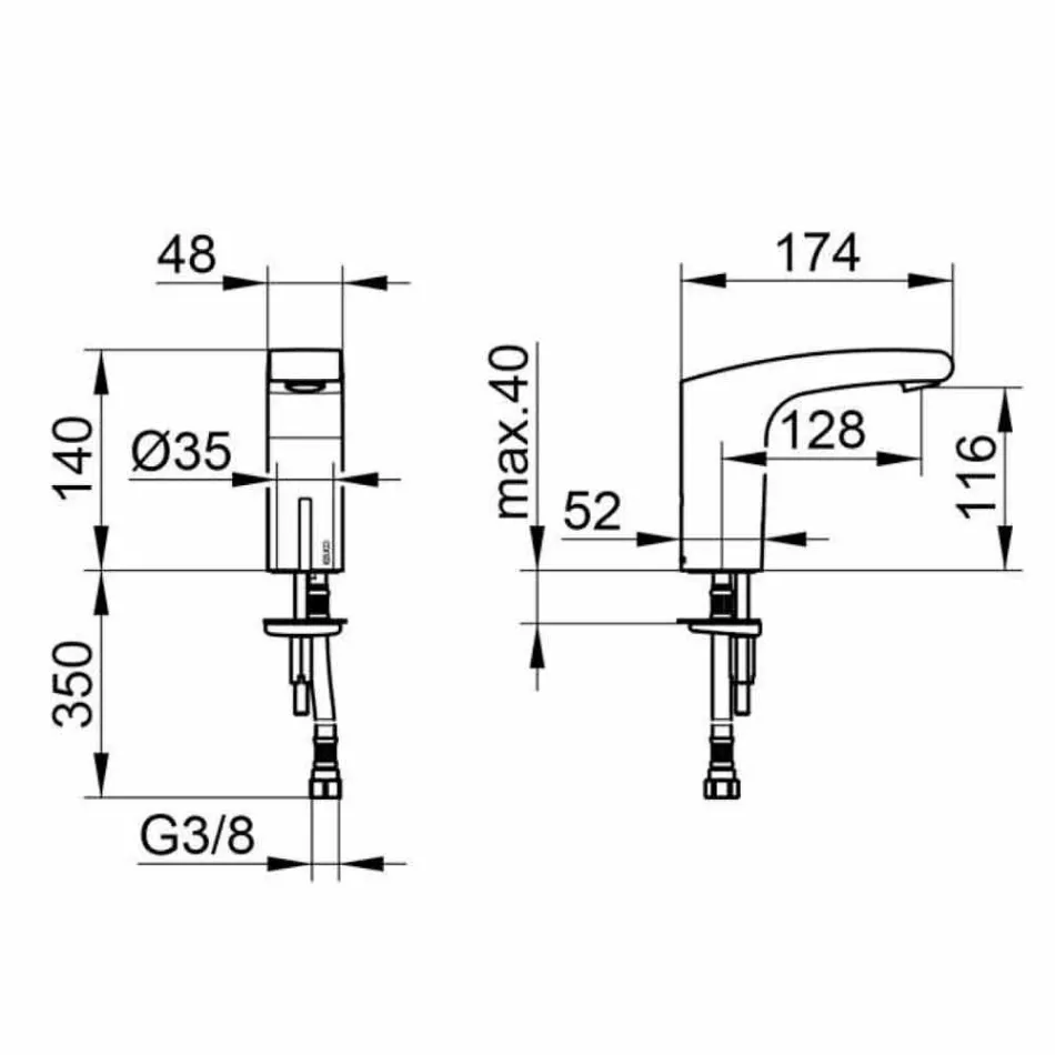 Robinet de lavabo en métal moderne avec capteur infrarouge - Gonzo Viadurini