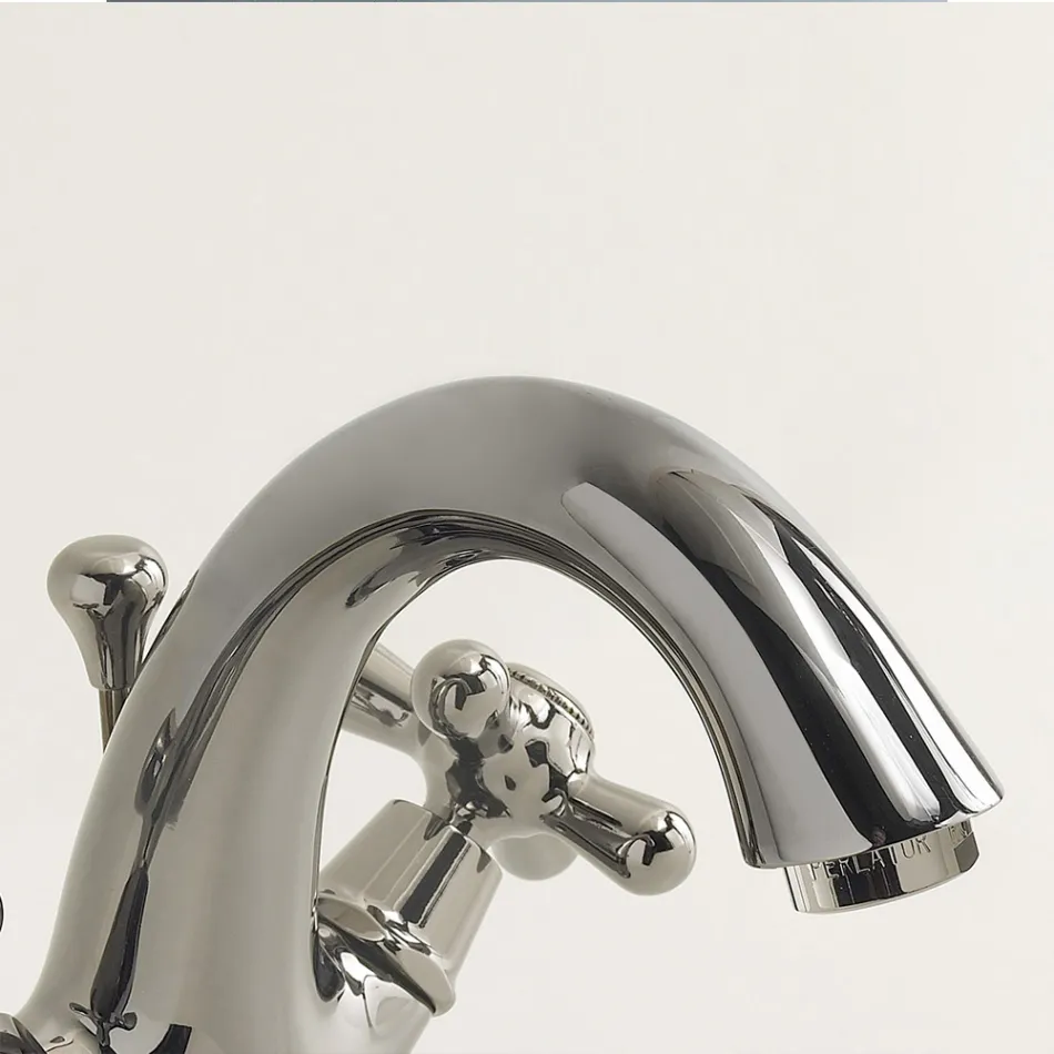 Robinet de Lavabo Monotrou en Laiton avec Drain de Style Classique - Ercolina Viadurini