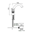 Robinet d'évier monotrou en laiton avec poignées papillon classiques - Fioretta Viadurini