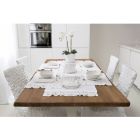 Chemin de table en lin blanc épais avec dentelle de tulle de luxe italien - Eucaro Viadurini