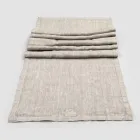 Tapis de passage en lin beige avec bord plié de luxe artisanal italien - Limao Viadurini