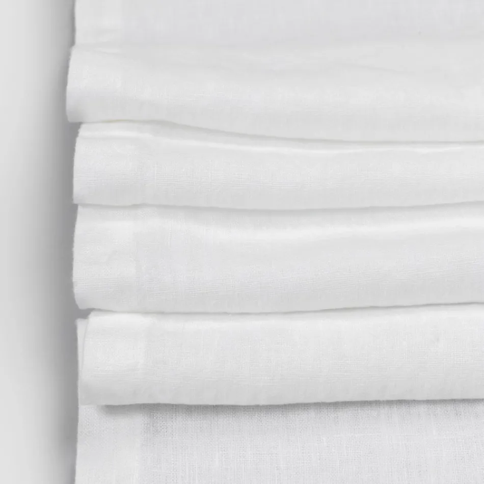 Chemin de table en lin avec dentelle blanche qualité de luxe italienne - Farnèse Viadurini