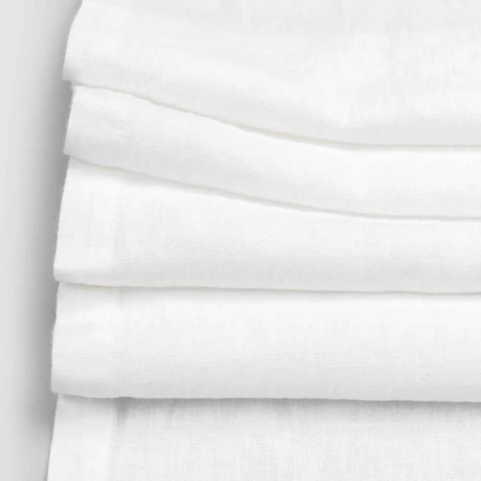 Chemin de table en lin avec dentelle blanche qualité de luxe italienne - Farnèse Viadurini