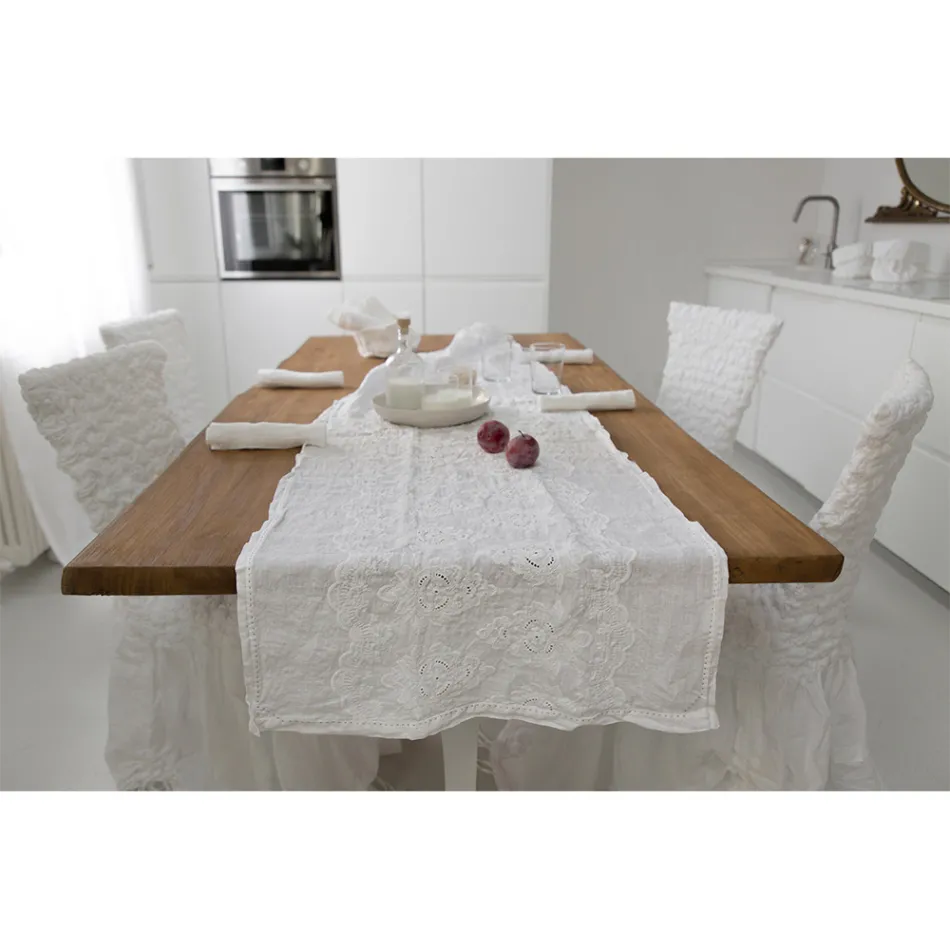 Chemin de table 100 % lin avec broderie de design de luxe italien – Jujube Viadurini