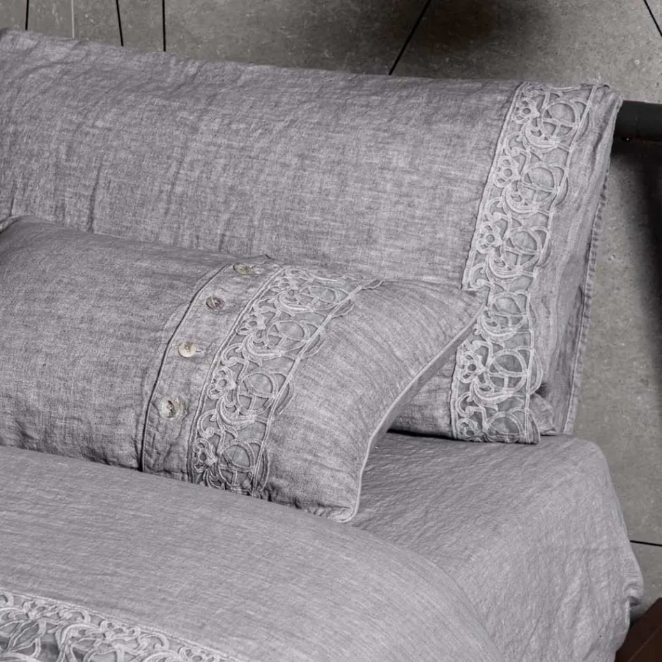 Sac de rangement housse de couette en lin avec dentelle et boutons Sinergia - Energis Viadurini