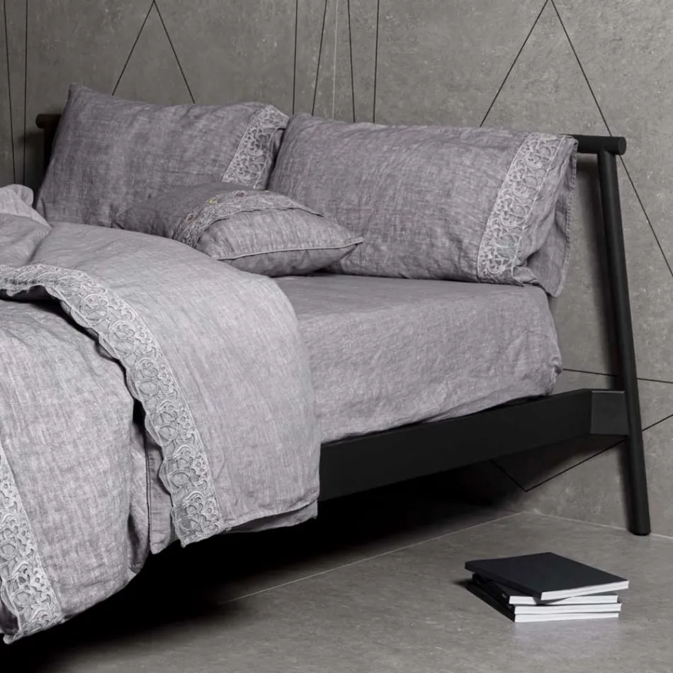 Sac de rangement housse de couette en lin avec dentelle et boutons Sinergia - Energis Viadurini