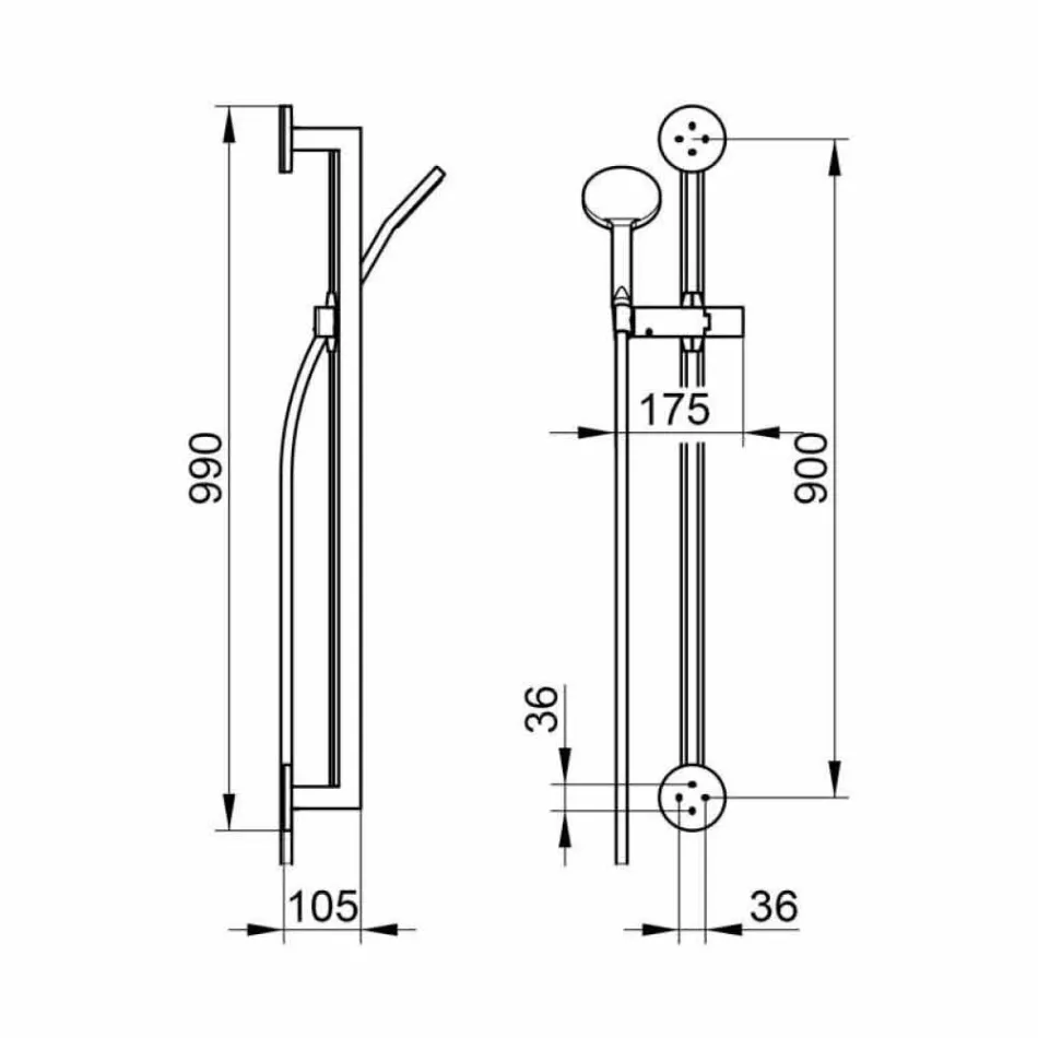 Barre de douche avec douchette design en métal chromé - Girino Viadurini