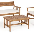 Salon 4 accessoires de jardin design en bois d'acacia - Roxen Viadurini