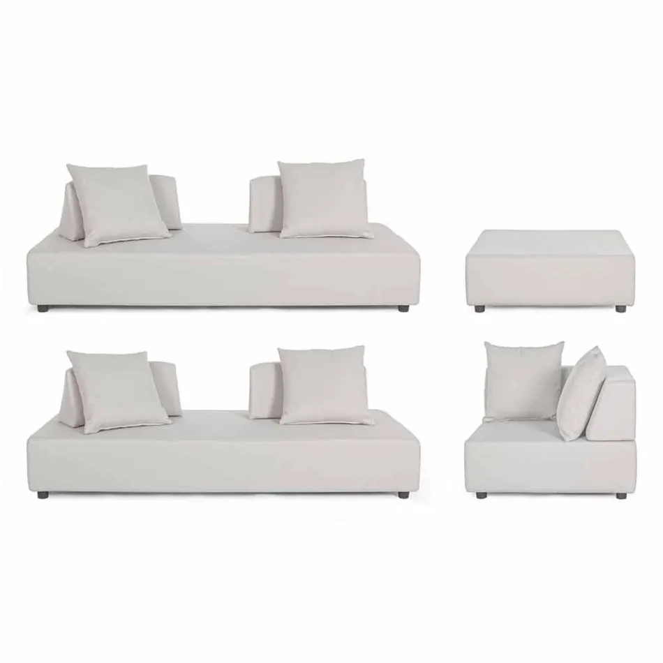 Salon d'angle extérieur design moderne en tissu Homemotion - Benito Viadurini