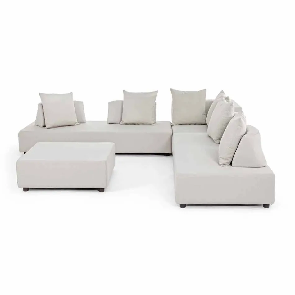 Salon d'angle extérieur design moderne en tissu Homemotion - Benito Viadurini