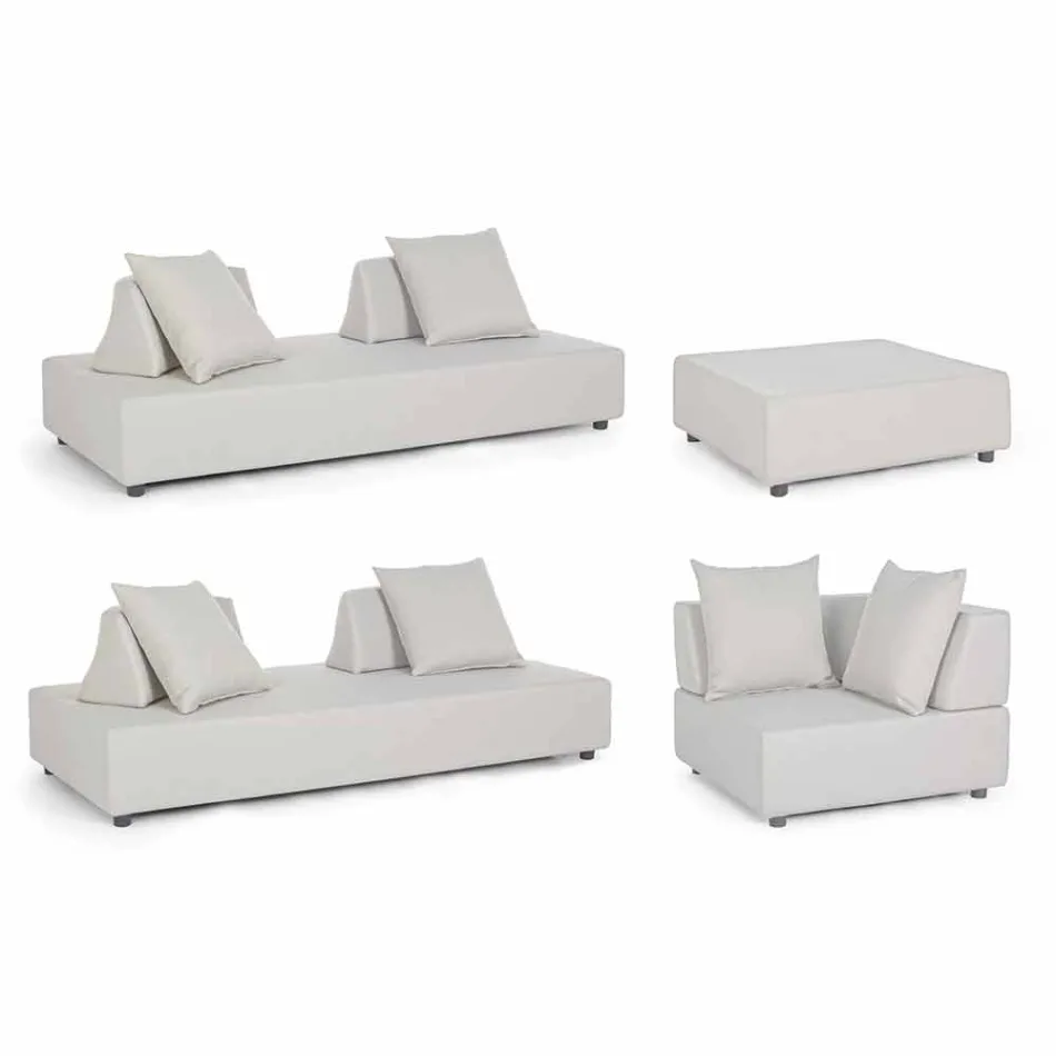 Salon d'angle extérieur design moderne en tissu Homemotion - Benito Viadurini