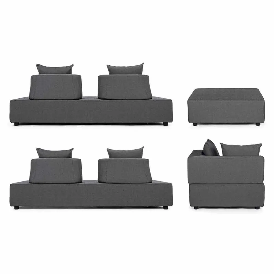 Salon d'angle extérieur design moderne en tissu Homemotion - Benito Viadurini