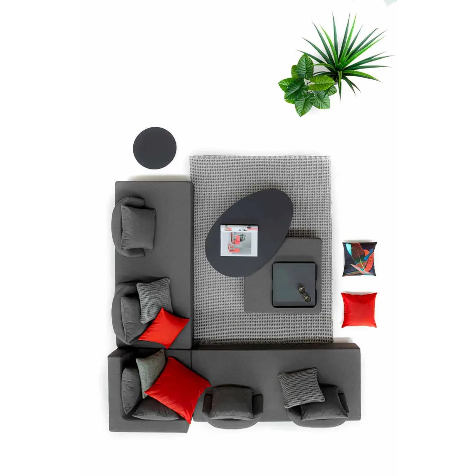 Salon d'angle extérieur design moderne en tissu Homemotion - Benito Viadurini