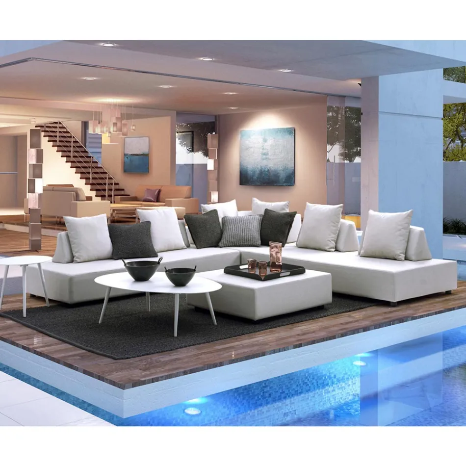 Salon d'angle extérieur design moderne en tissu Homemotion - Benito Viadurini