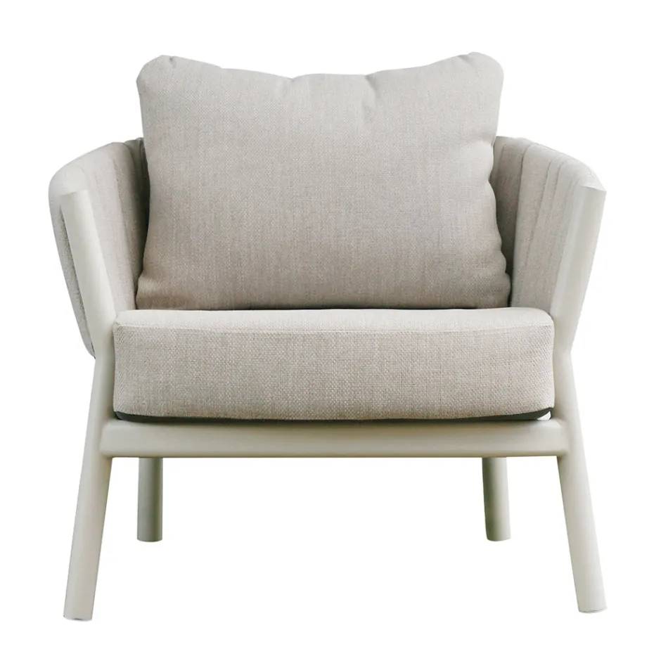 Salon composé de 2 fauteuils, 1 canapé et 2 tables basses en aluminium - Fusion Viadurini