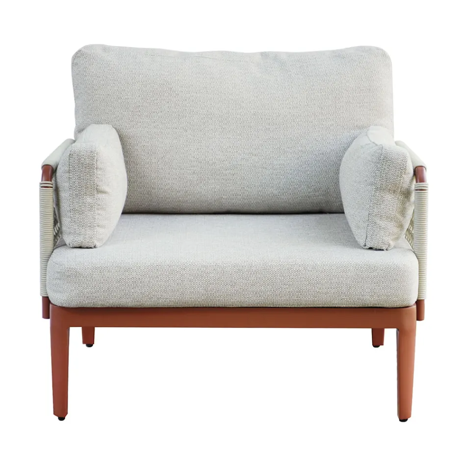 Salon comprenant 2 fauteuils, 1 canapé et une table basse en aluminium - Symphony Viadurini