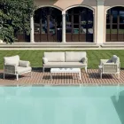 Salon comprenant 2 fauteuils, 1 canapé et une table basse en aluminium - Symphony Viadurini