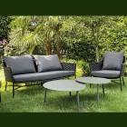 Salon composé d'un canapé, de fauteuils et de deux tables basses en aluminium - Yuma Viadurini