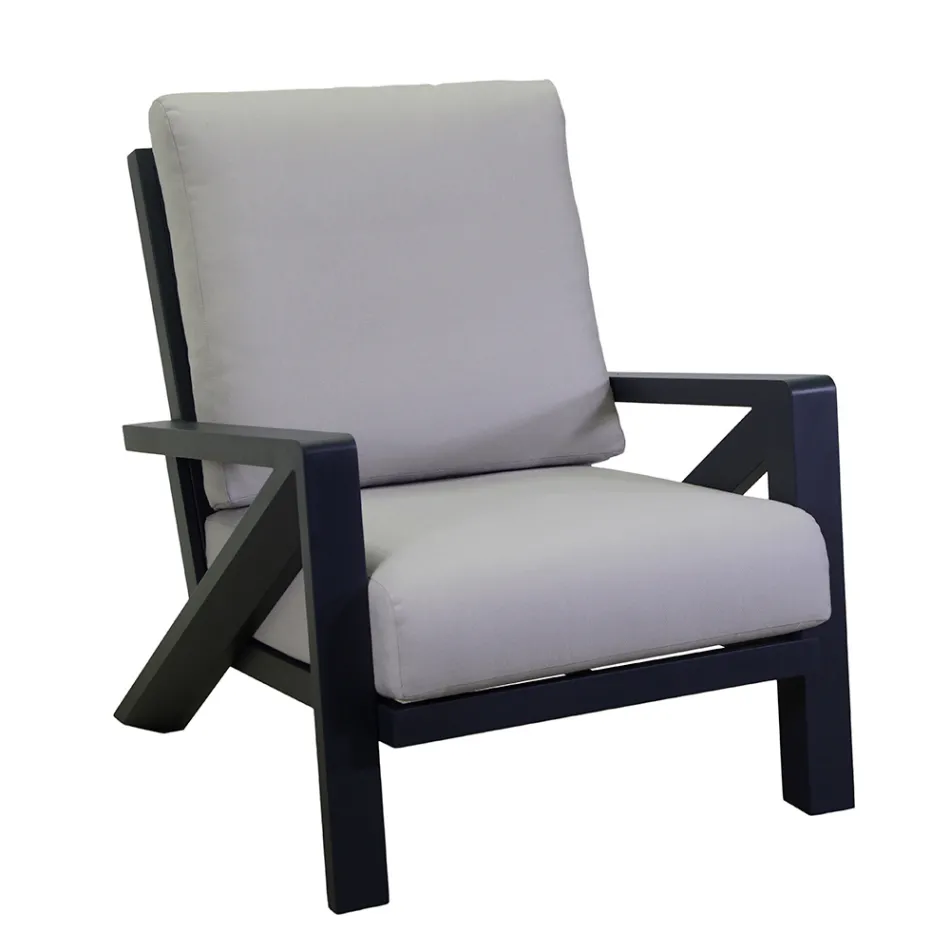 Salon composé d'un canapé, d'une table basse et de fauteuils avec repose-pieds - Tableau d'affichage Viadurini