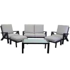 Salon composé d'un canapé, d'une table basse et de fauteuils avec repose-pieds - Tableau d'affichage Viadurini