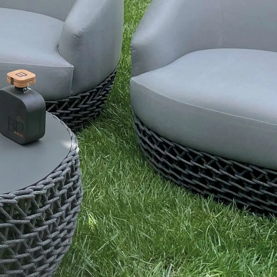 Ensemble de salon d'extérieur en tissu tissé - Pixie Viadurini