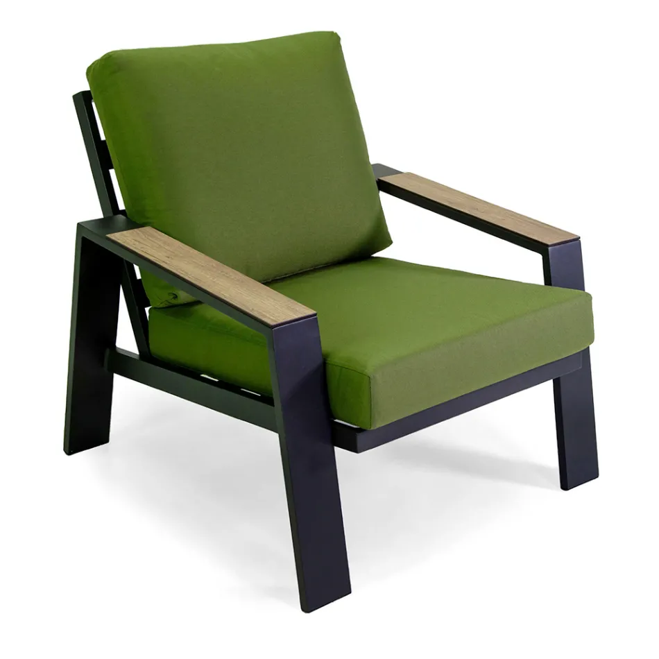 Salon d'extérieur comprenant 1 canapé, 2 fauteuils et 1 table basse - Righello Viadurini