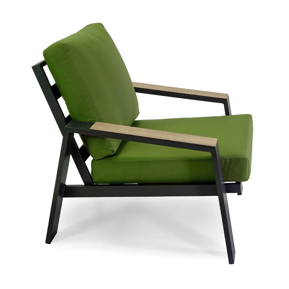 Salon d'extérieur comprenant 1 canapé, 2 fauteuils et 1 table basse - Righello Viadurini