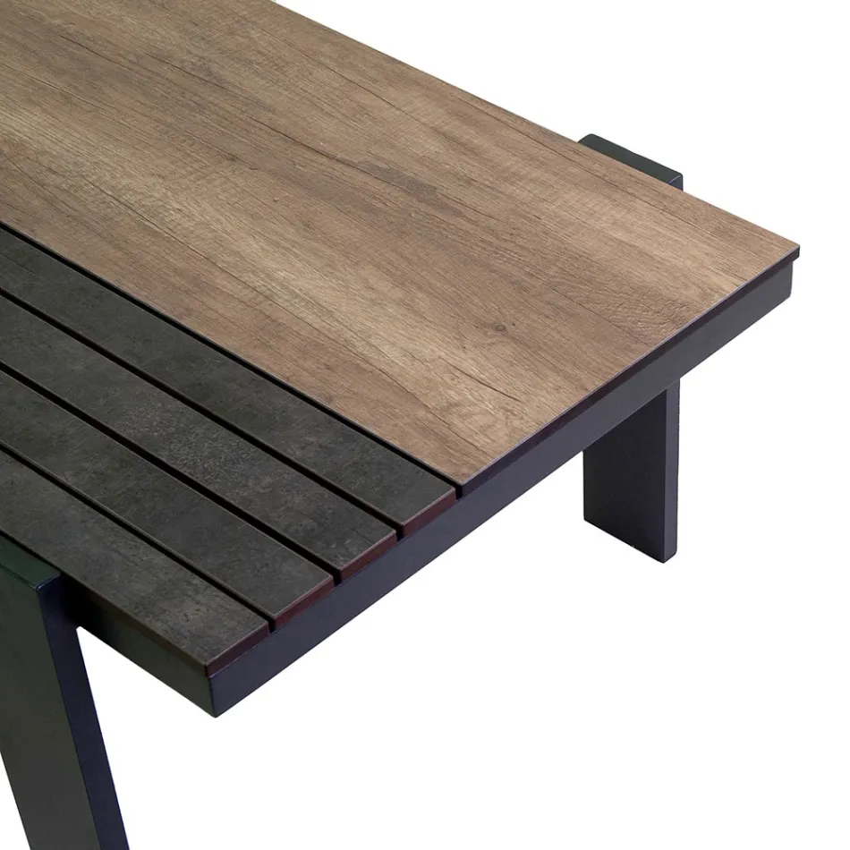 Salon d'extérieur comprenant 1 canapé, 2 fauteuils et 1 table basse - Righello Viadurini