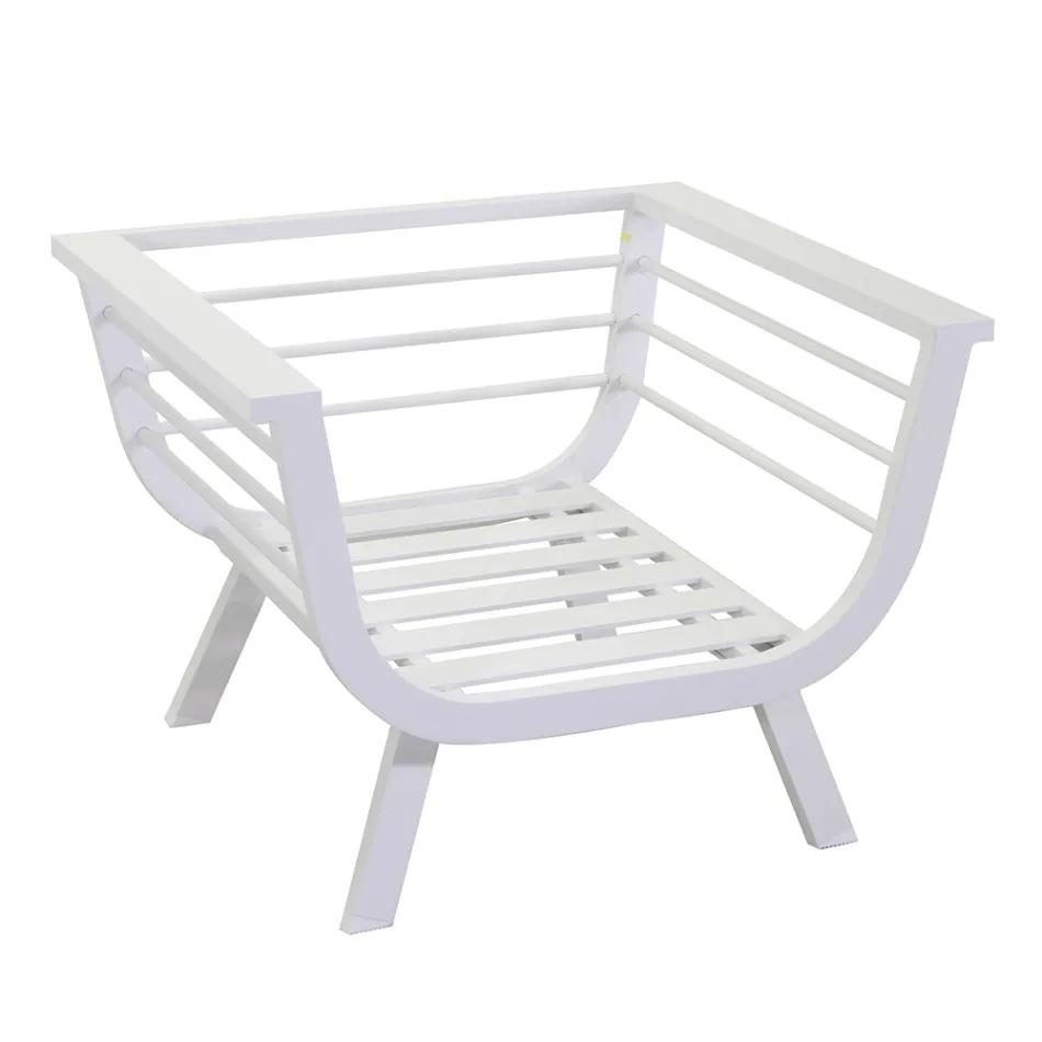 Salon d'extérieur comprenant 1 canapé 3 places, 2 fauteuils et 1 table basse - Righello Viadurini