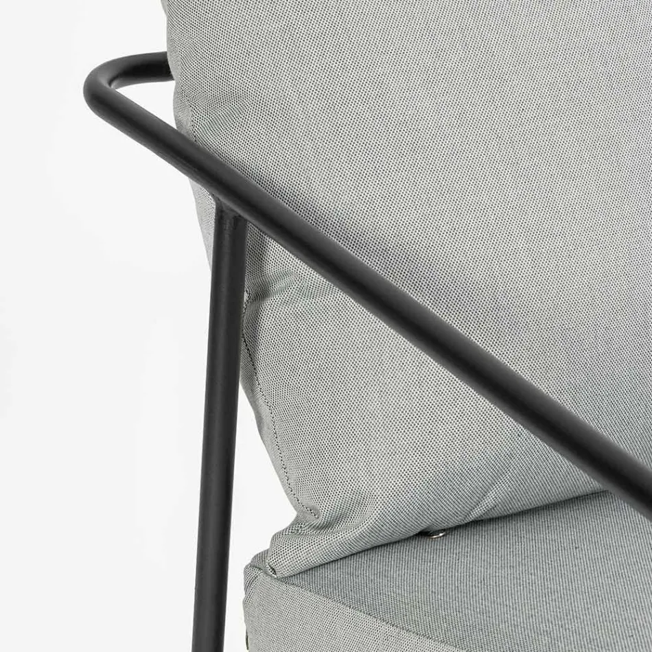 Salon extérieur avec 1 canapé, 2 fauteuils et 2 tables en acier - Préférer Viadurini