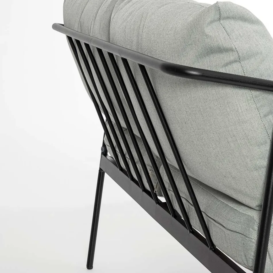 Salon extérieur avec 1 canapé, 2 fauteuils et 2 tables en acier - Préférer Viadurini