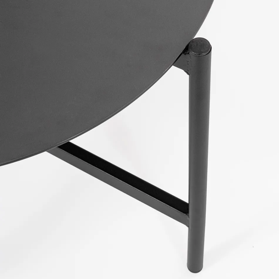 Salon extérieur avec 1 canapé, 2 fauteuils et 2 tables en acier - Préférer Viadurini