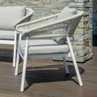 Salon d'extérieur avec coussins arrondis et accoudoirs - Zenith Viadurini