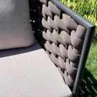 Salon d'extérieur avec canapé, fauteuil et table basse rectangulaire - Pissenlit Viadurini