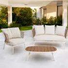 Salon d'extérieur avec structure en aluminium et dossier en corde - Skyline Viadurini