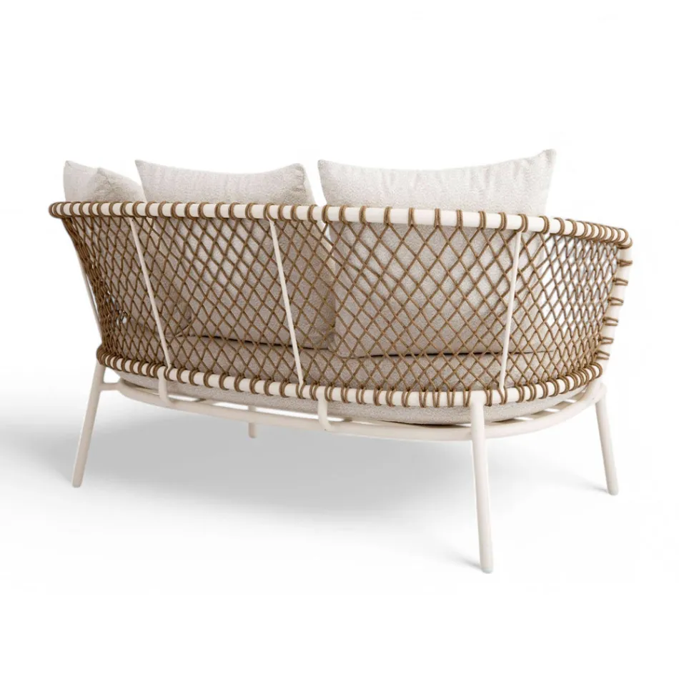 Salon d'extérieur avec structure en aluminium et dossier en corde - Skyline Viadurini