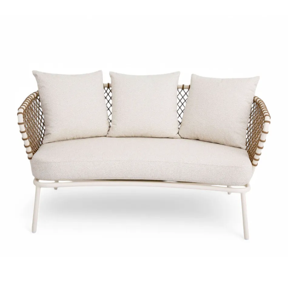 Salon d'extérieur avec structure en aluminium et dossier en corde - Skyline Viadurini