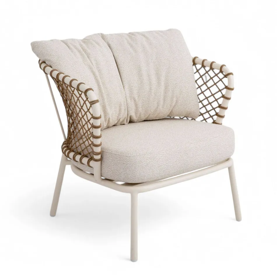 Salon d'extérieur avec structure en aluminium et dossier en corde - Skyline Viadurini