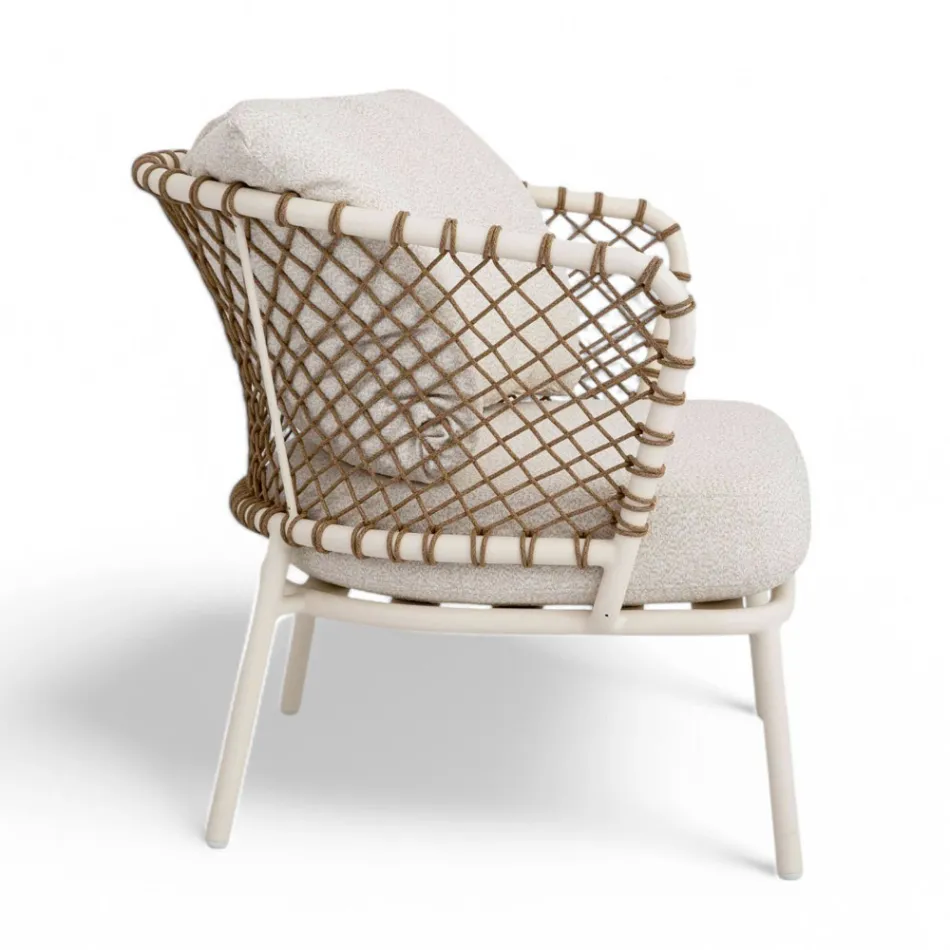 Salon d'extérieur avec structure en aluminium et dossier en corde - Skyline Viadurini