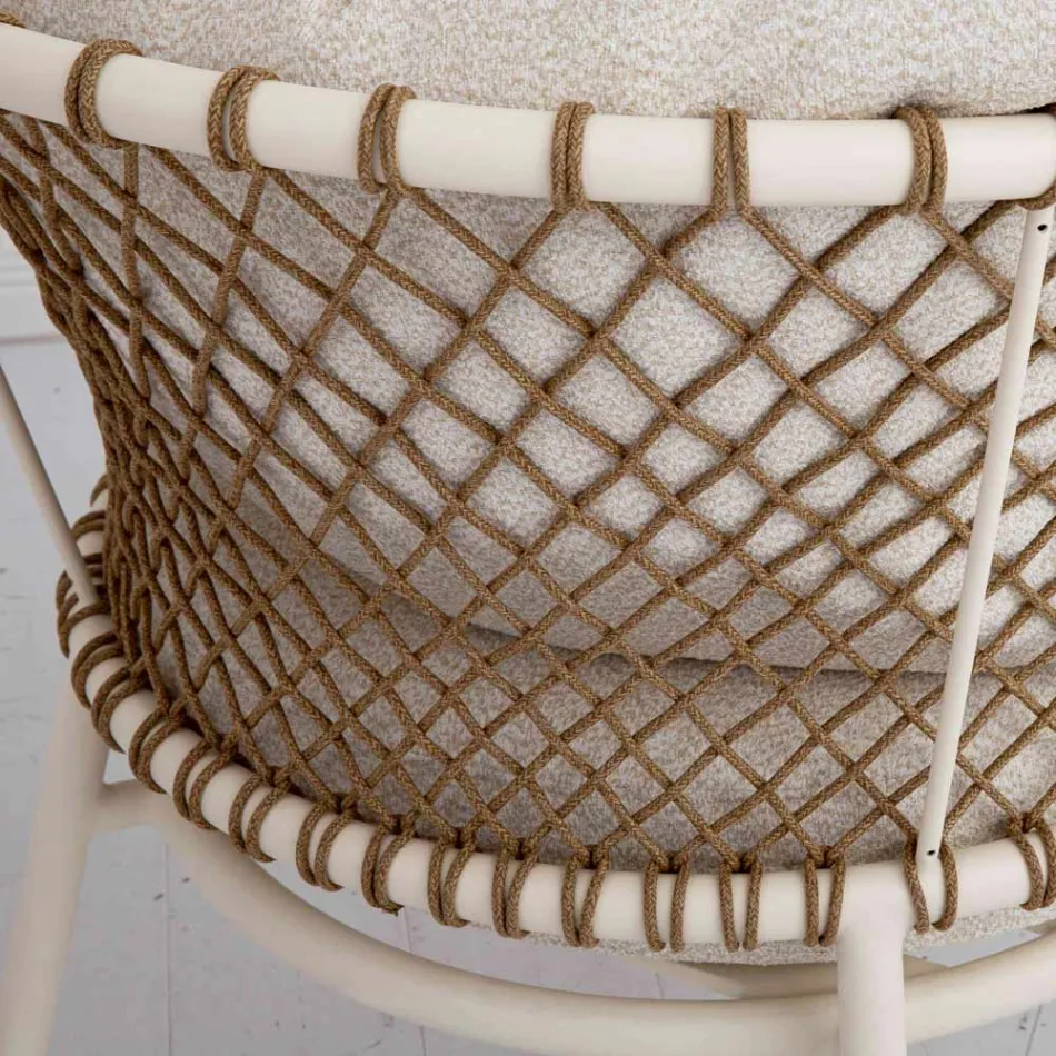 Salon d'extérieur avec structure en aluminium et dossier en corde - Skyline Viadurini