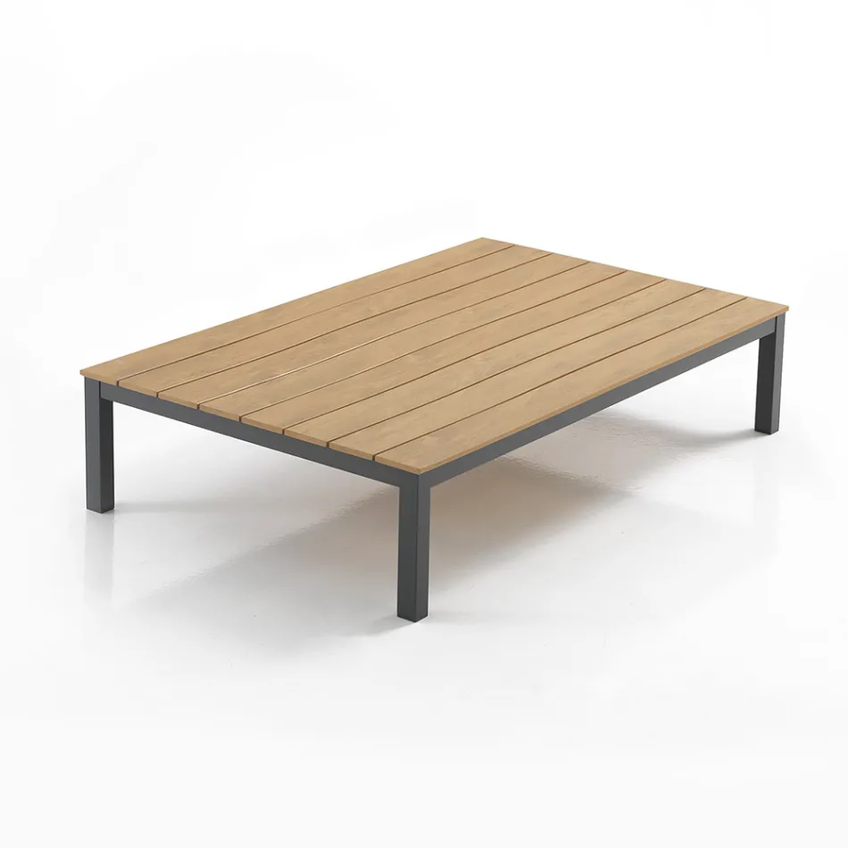 Salon extérieur et intérieur composé de 1 canapé d'angle et 1 table basse - Savoir Viadurini