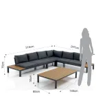 Salon extérieur et intérieur composé de 1 canapé d'angle et 1 table basse - Savoir Viadurini