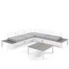 Salon extérieur et intérieur avec canapé et table basse en aluminium blanc mat - Dire Viadurini