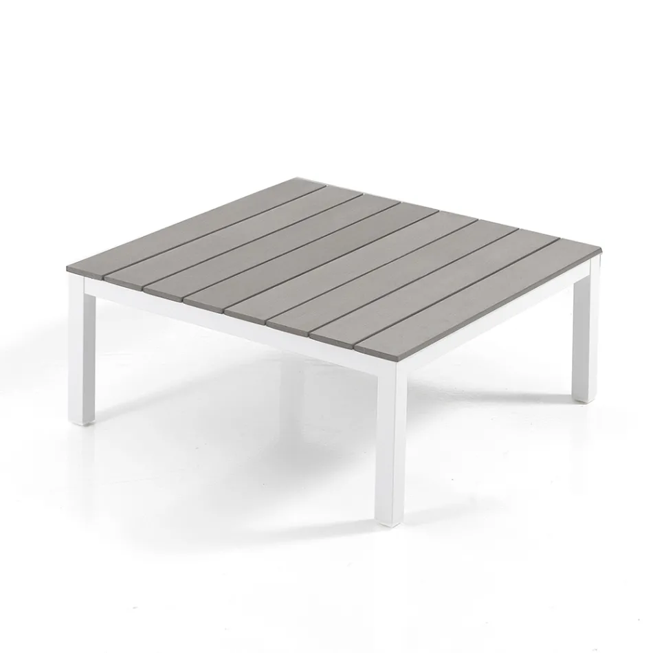 Salon extérieur et intérieur avec canapé et table basse en aluminium blanc mat - Dire Viadurini