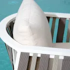 Salon d'extérieur en aluminium blanc et coussins crème - Relaz Viadurini