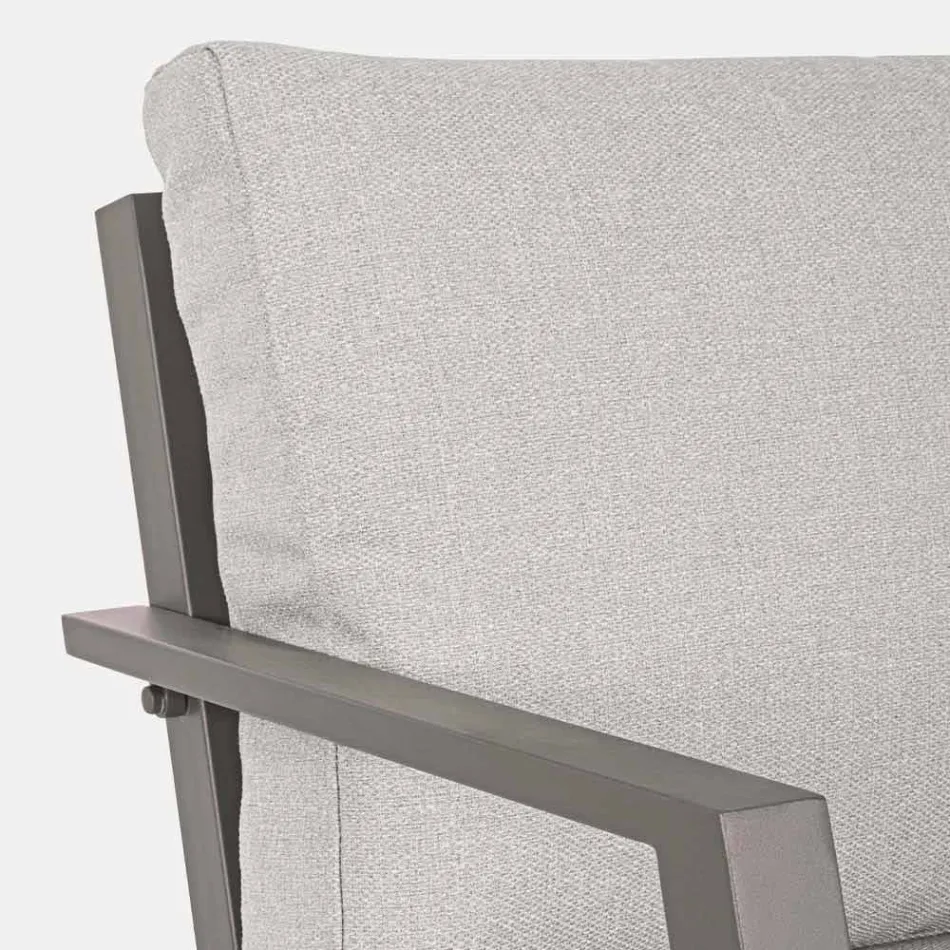 Salon d'extérieur en aluminium avec coussins recouverts de tissu - Armonia Viadurini