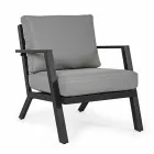 Salon d'extérieur en aluminium avec coussins recouverts de tissu - Armonia Viadurini