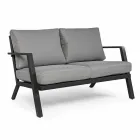 Salon d'extérieur en aluminium avec coussins recouverts de tissu - Armonia Viadurini