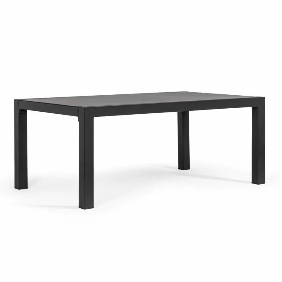 Salon d'extérieur en aluminium avec coussins recouverts de tissu - Armonia Viadurini